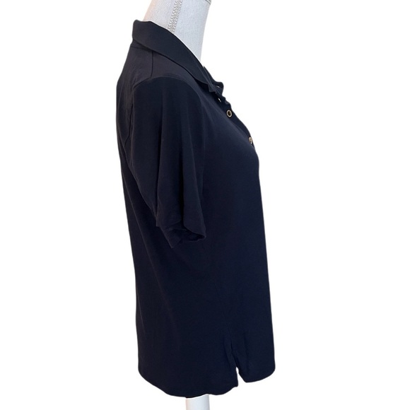 MICHAEL Michael Kors Navy Blue Classic Fit Gold Snap Polo Top Large - Picture 5 of 8